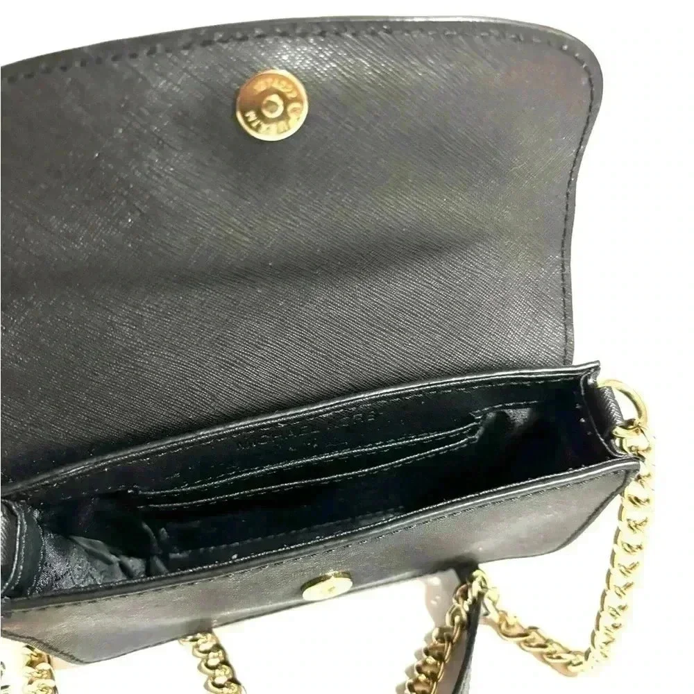 Michael kors black leather crossbody handbag